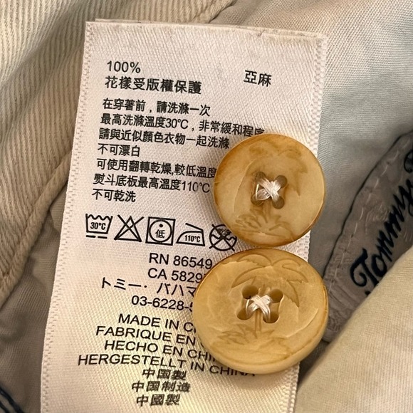 Tommy Bahama Men’s Linen Blue & White Tropical Print Golf Shorts Size 34 - Picture 13 of 14